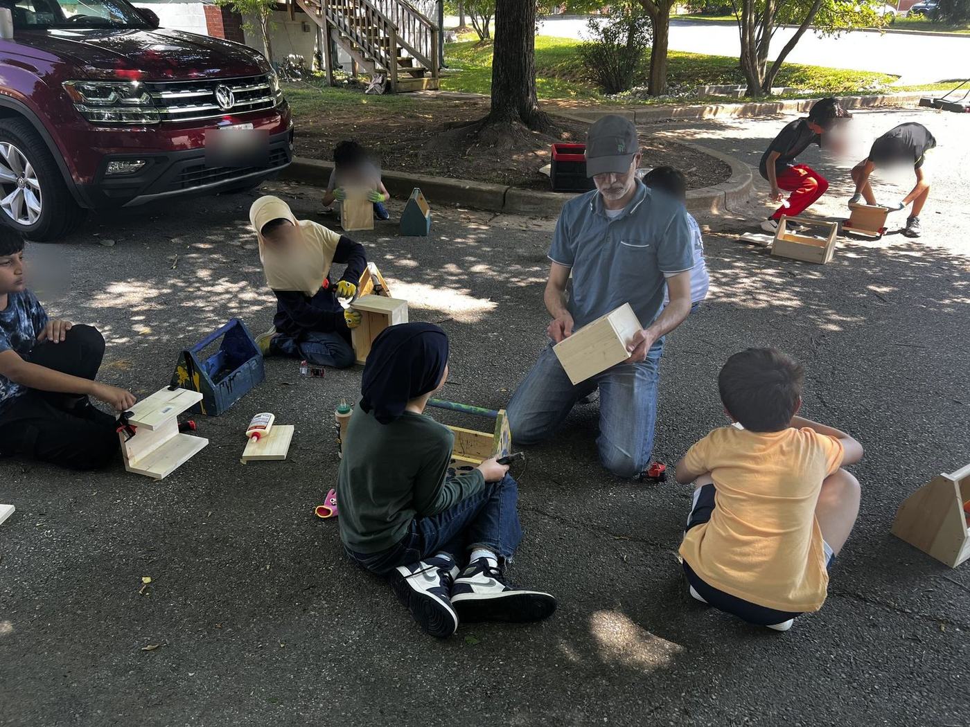Woodworking club building toolboxes